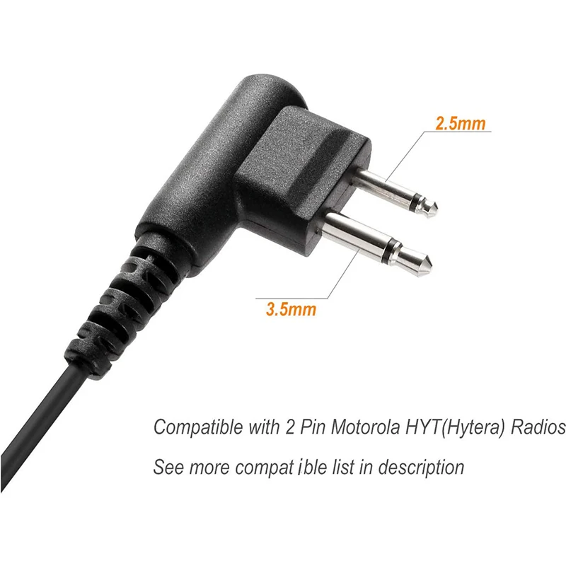 2 Pin Walkie Talkie Earpiece Headset with PTT Mic Compatible with Motorola CP200D CLS1110 CLS1410 CLS1450 CP450LS GP300 GP308