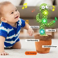 dancing cactus 120 song multilingual speaker talking usb charging voice repeat plush cactus dancer toy toys gifts for children