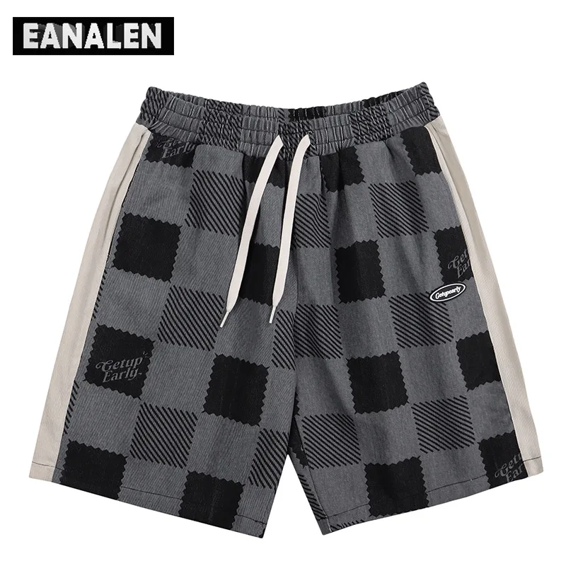

Harajuku Vintage Plaid Casual Shorts Men's Oversized Hip Hop High Street Fashion Pants Basketball Sports Beach Shorts Grunge