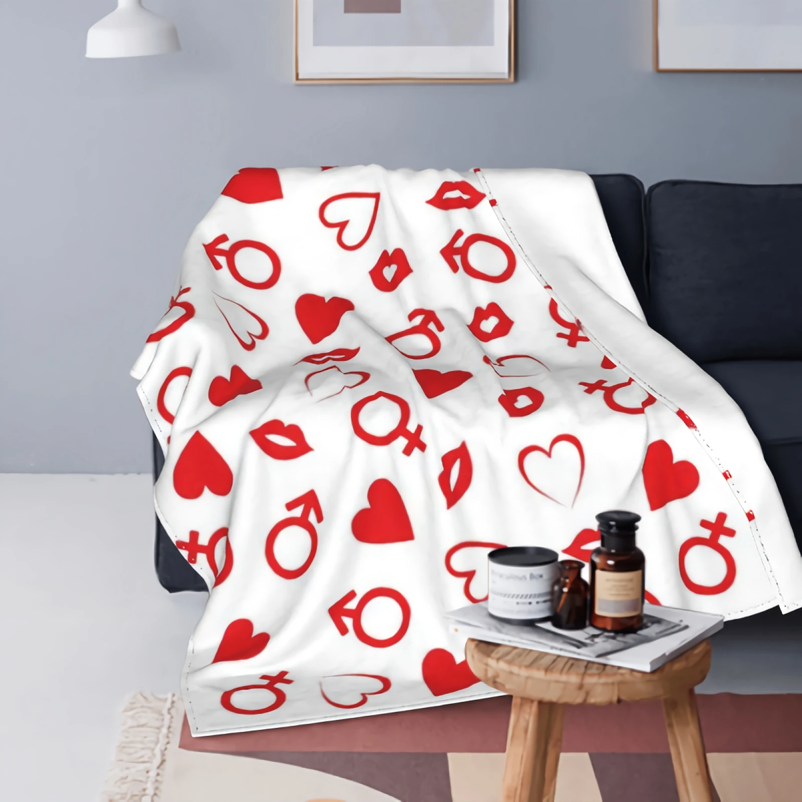 

Valentine's Day Throw Blanket Super Soft Lightweight Flannel Fleece Red Heart Blankets for Bed Couch Sofa, All Season