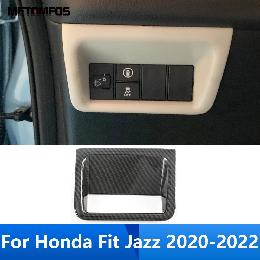 

Налобный фонарь для Honda Fit Jazz 2020 2021 2022 из углеродного волокна, регулируемая панель переключателя, крышка, отделка, стикер, аксессуары, Стайлин...