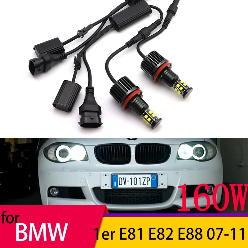 

160W White LED Car Angel Eyes Marker Light Bulbs error free For BMW 1 Series E81 E82 E88 116d 118i 118d 120i 120d 130i 2007-2011