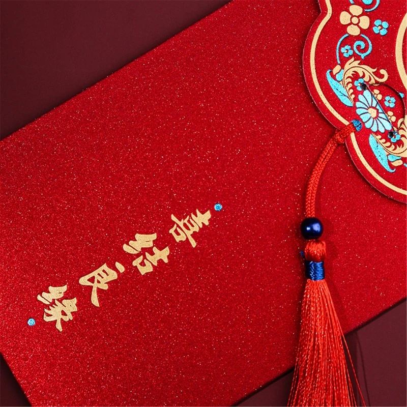 

2022 6pcs 2022 New Year Red Envelopes Marriage Birthday Lucky Blessing Money Pockets Hot Stamping Creative Red Bag Gift Envelope