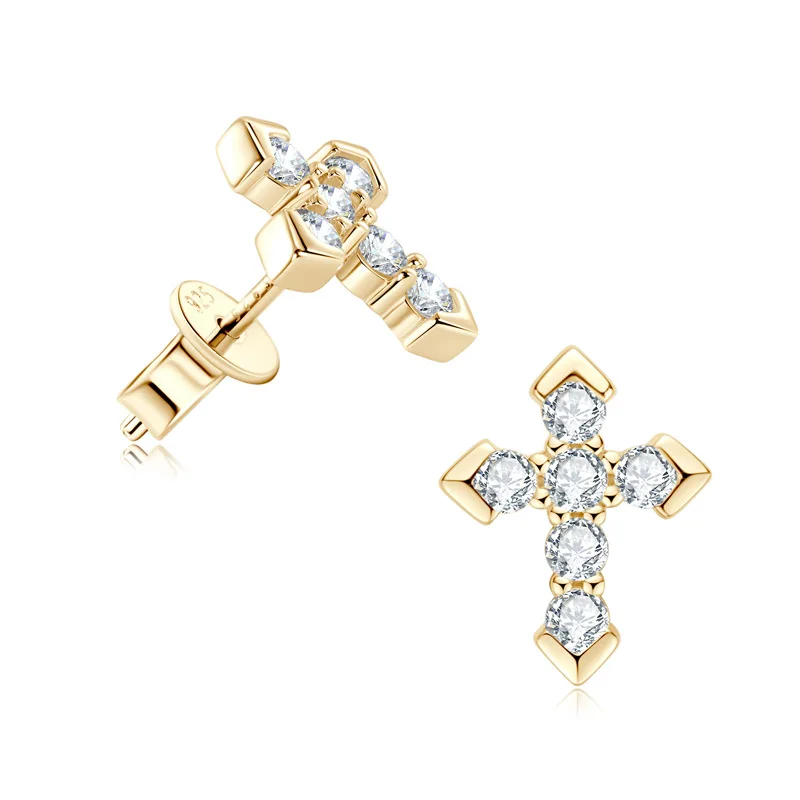 

0.54ct Real Moissanite Diamond Cross Stud Earring For Women Men 100% 925 Sterling Silver Wedding Fine Jewelry Certified