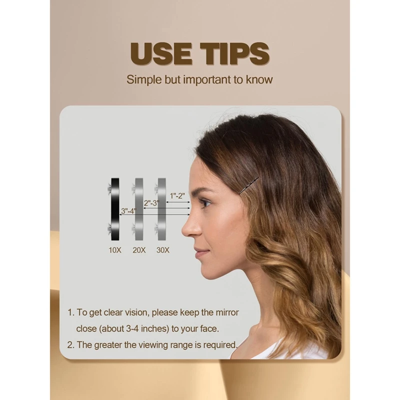 Увеличительное зеркало с пинцетом. для макияжа 2 присосками ухода за волосами и