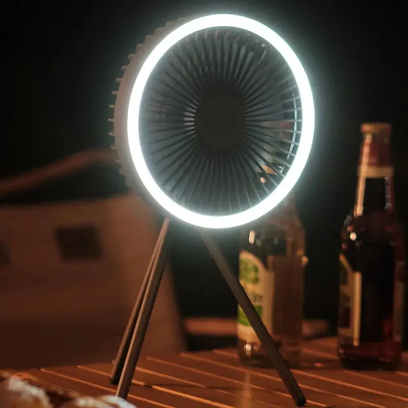 

Multifunctional Tripod Fan Ceiling LED Light Portable Desktop Student Dormitory Mute Hanging Fan Outdoor Travel Home Accessories