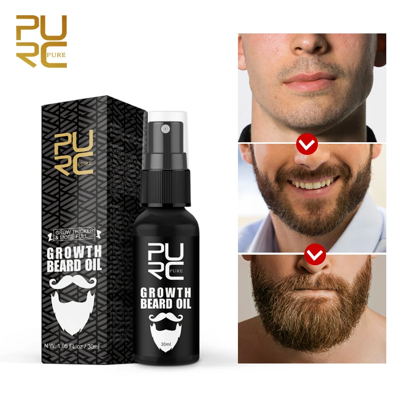 

PURC Growth Beard Oil For Men Beard Care Fast Grow Beard Thicker More Full Mustache Beard Grooming Treatments Essence Oil