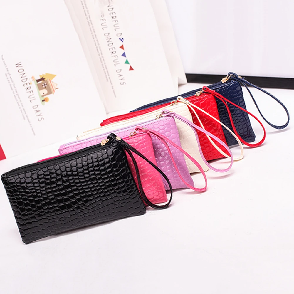 

Women PU Clutch Long Casual Wallet Litchi Grain Coin Purse Female Bag Wrist Bags Zipper Phone Pocket Credit Card Holder