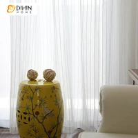 modern simple white strips day curtain bay window tulle fabric cotton linen sheer curtain custom made curtains