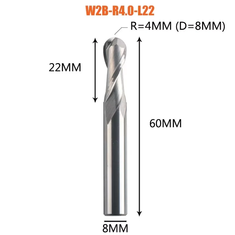 

Dreanique 1 шт. твердосплавная сферическая концевая фреза с 2 канавками R0.5-R4.0 концевая фреза для дерева и алюминия