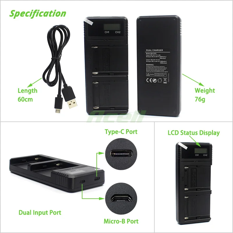 Быстрое двойное зарядное устройство USB для SONY a77II NP-FM500H a99II ILCA-77M2 A77 a500 a550 a560 a580 a700 a850