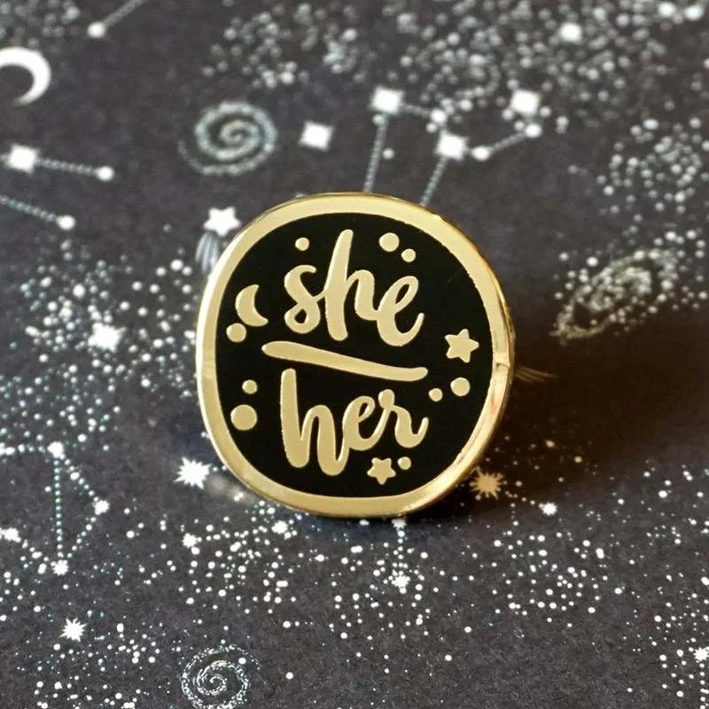 

She/Her - Starry Pronouns Enamel Pin Lapel Pins Badge Brooch Jewelry Accessory