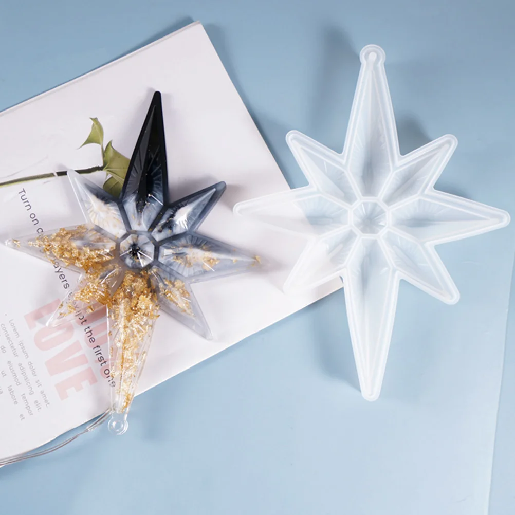 

Silicone Soap Tray Pendant Mold Casting Eight Pointed Star Jewelry Craft Making White Mould Hangtag DIY