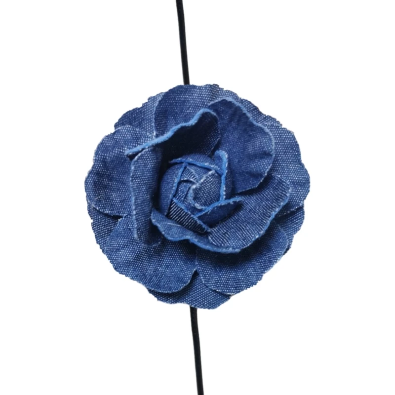 

Европейская и американская новая простая Большая подвеска в виде Розы, подходящая ко всему цепочка до ключиц, регулируемое ожерелье из джинсовой ткани с холодным ветром 57BD