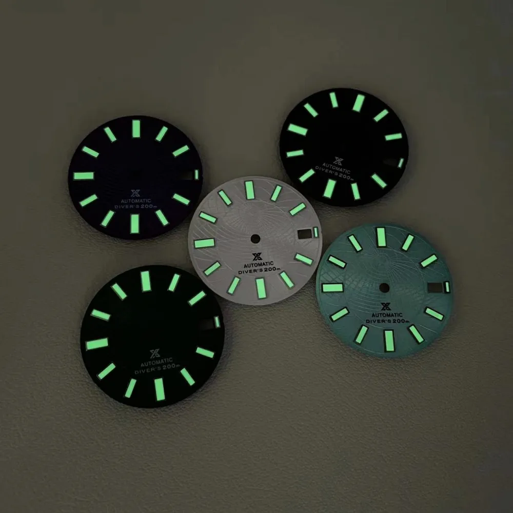 New NH35 dial mechanical watch modified NH36 diving watch green luminous word diameter 28.5mm watch accessories