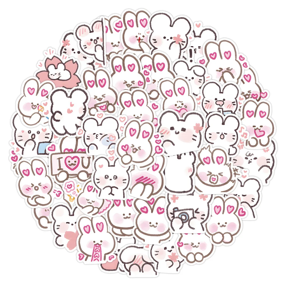 

60pcs Non-repetitive Cute Ins Cartoon Cute Rabbit DIY Stickers