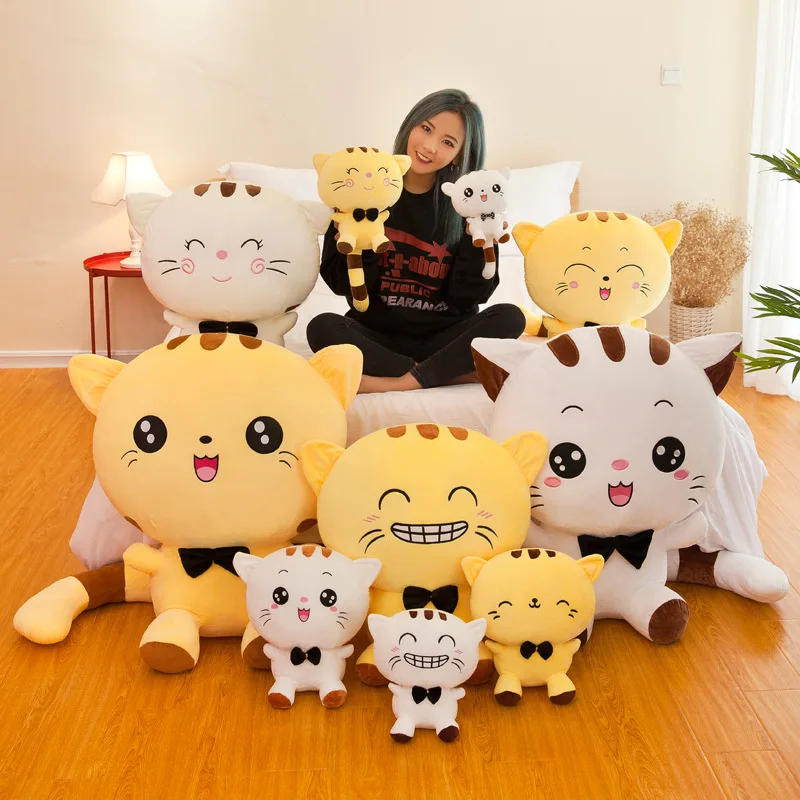 

Милый Кот с бантом, плюшевые куклы, игрушки, подарок, мягкая кукла, детские подарки на Рождество, украшение для вечерние, подарок на день рожд...