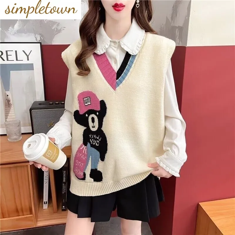 

Woolen Knitted Tank Top 2023 Spring and Autumn New Korean Edition Lazy Academy Style Design Feel Loose Sweetheart Top Trendy