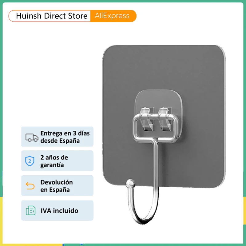 

5 Pcs Stainless Steel Hook Self Adhesive Transparent SeamlessWall Hangers 180 Degree Rotating Bathroom Kitchen Storage Hooks
