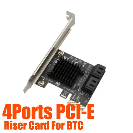

Адаптер SATA PCIe с 4 портами SATA III на PCI-E, Райзер-карта для майнинга PCI Express 3,0 X1, расширительные карты для аксессуаров BTC