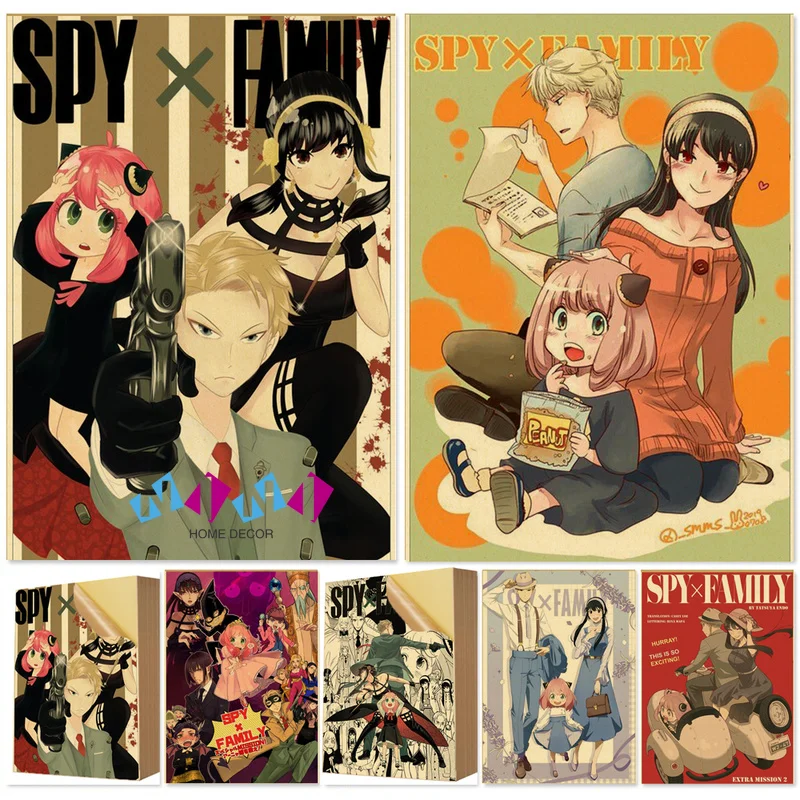 

Vintage Anime Spy X Family Art Wall Stickers Poster Classic Cartoon High Quality Pictorial Coffee Living Room Decor Wallpaper