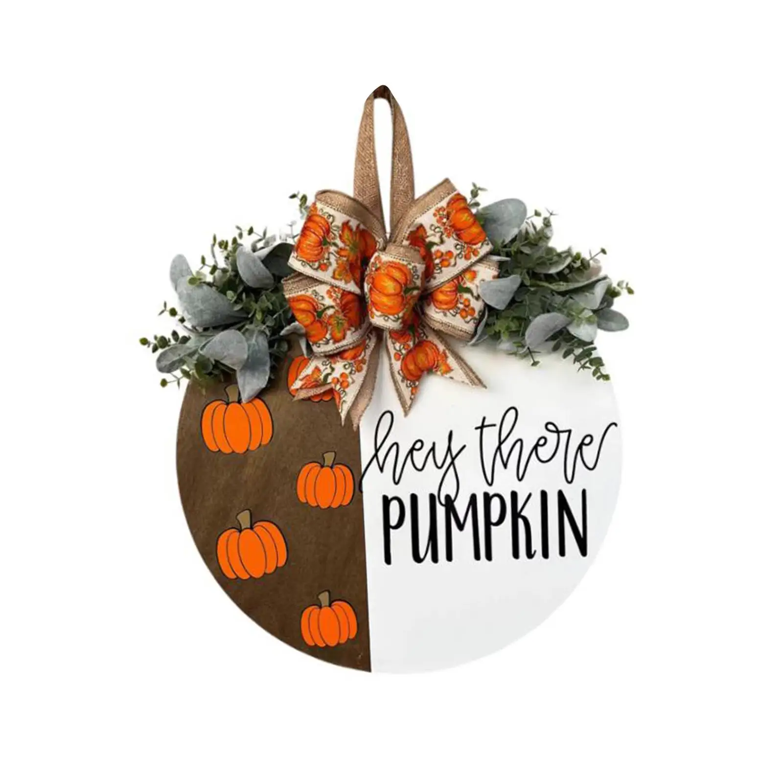 

Знак входной двери тыквы, Осенний знак приветствия с бантом и листьями, деревенская деревянная дверная вешалка для осени, День благодарения, праздничная настенная домашняя
