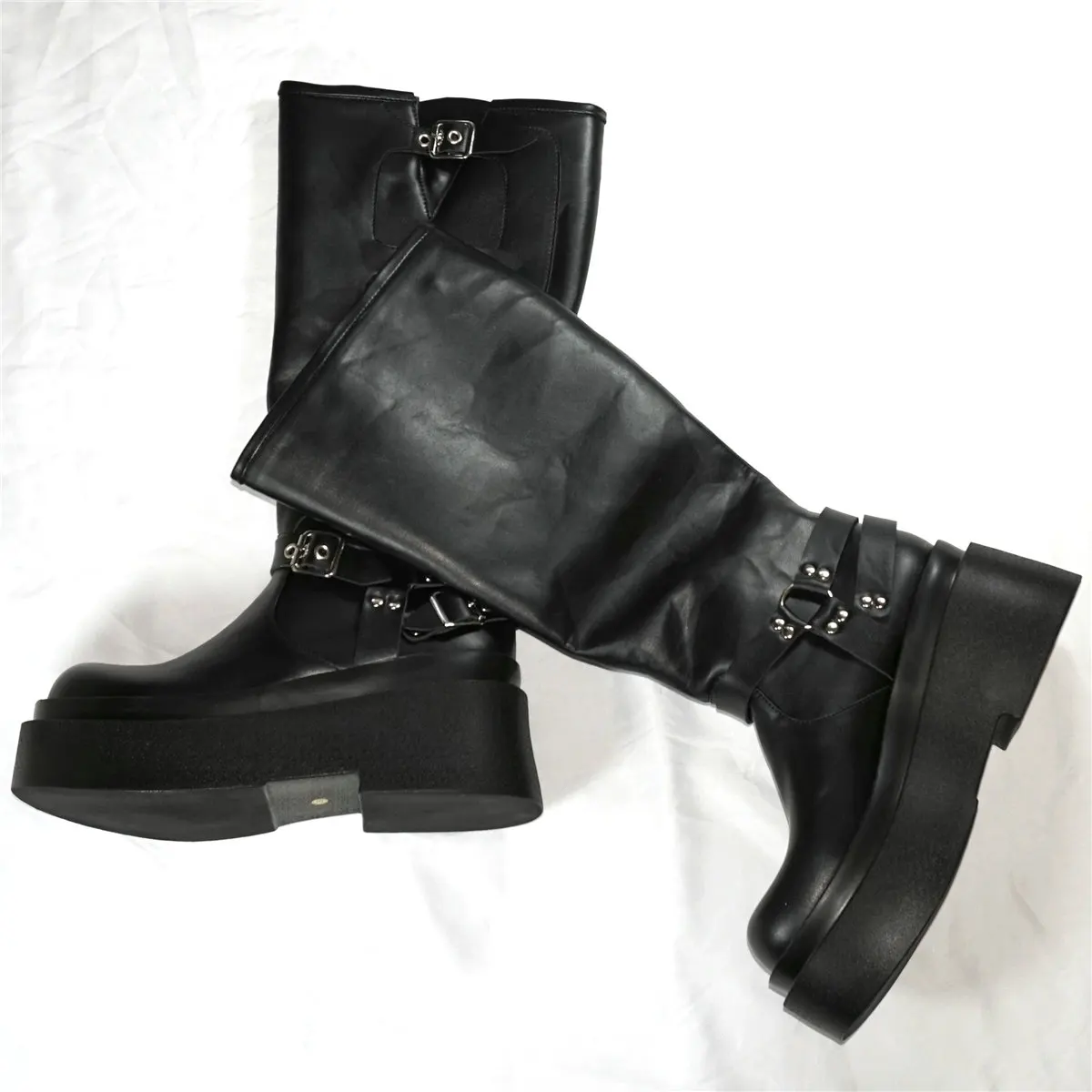 Thigh High Platform Pumps Shoes Women Slip On Wedges High Heel Knee High Boots Female Round Toe Fashion Sneakers Casual Shoes