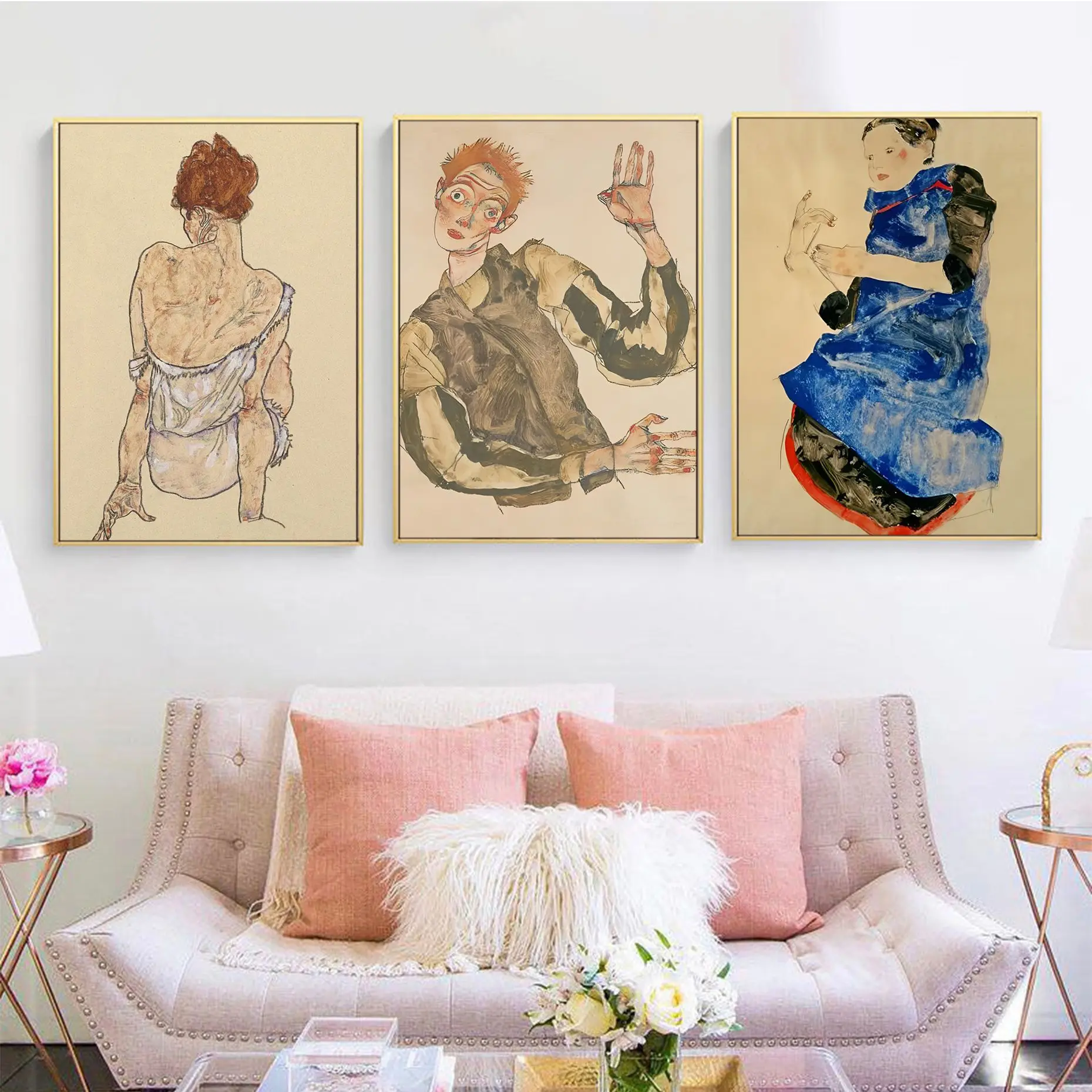 

Egon Schiele Abstact Whitepaper Poster Waterproof Paper Sticker Coffee House Bar Nordic Home Decor