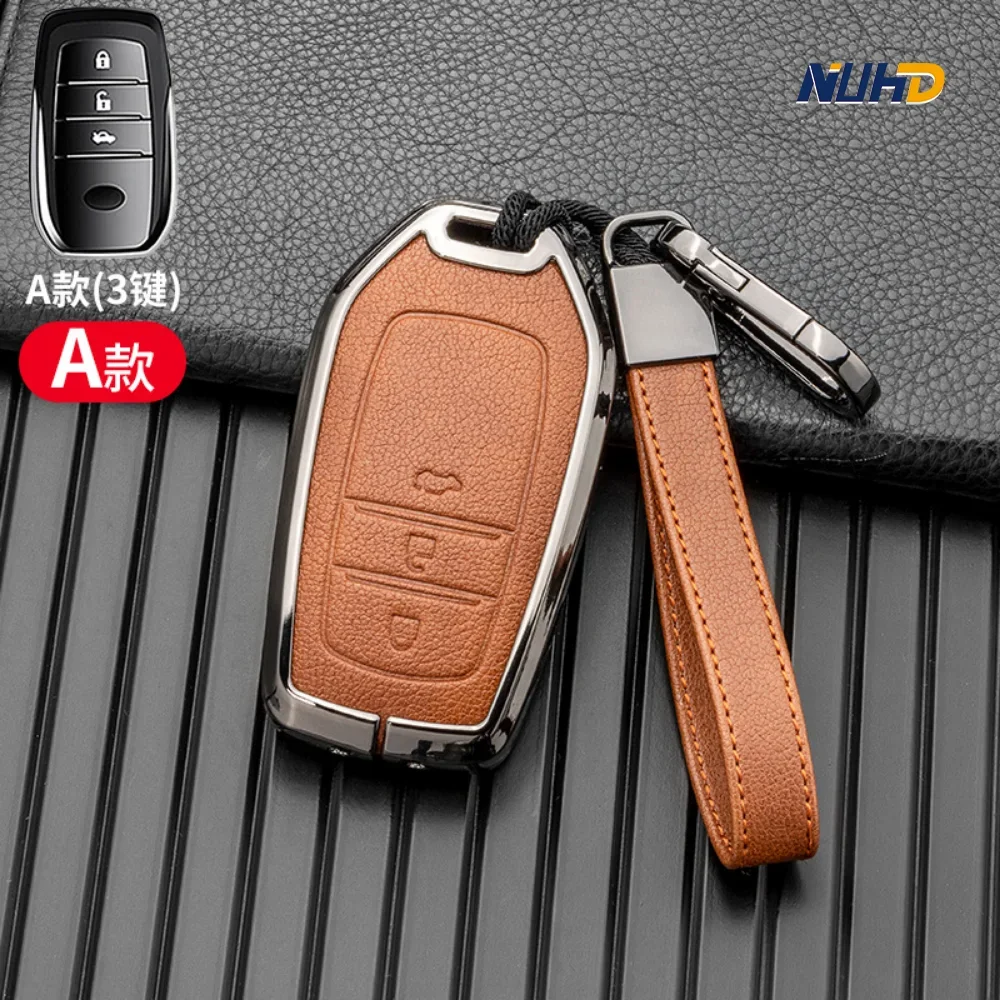 

Leather Car Key Case Keychain for Toyota RAV4 HARRIER Hilux Fortuner Land Cruiser Crown Highland Prado Yaris Aygo Auto Key Cover