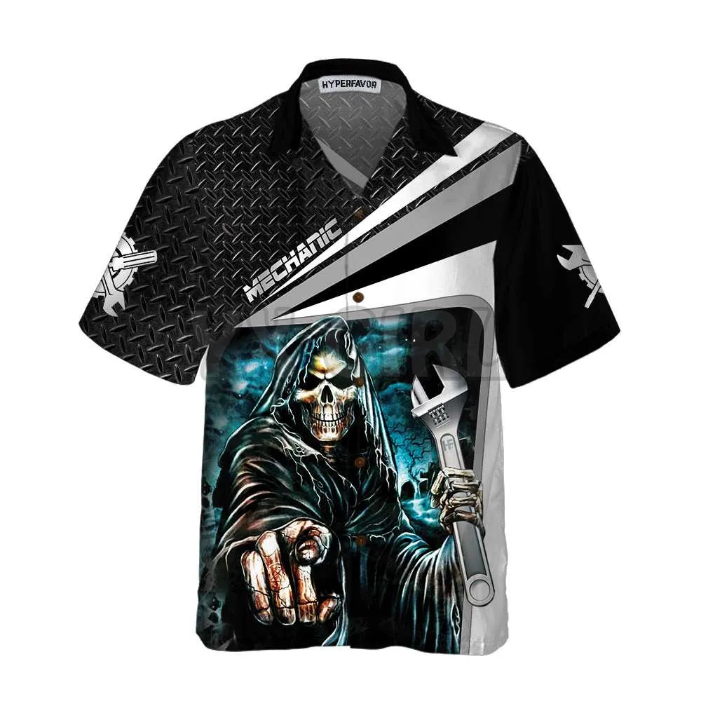Chef & Knife Skull  3D All Over Printed Hawaiian Shirt Men's For Women's Harajuku Casual Shirt Unisex