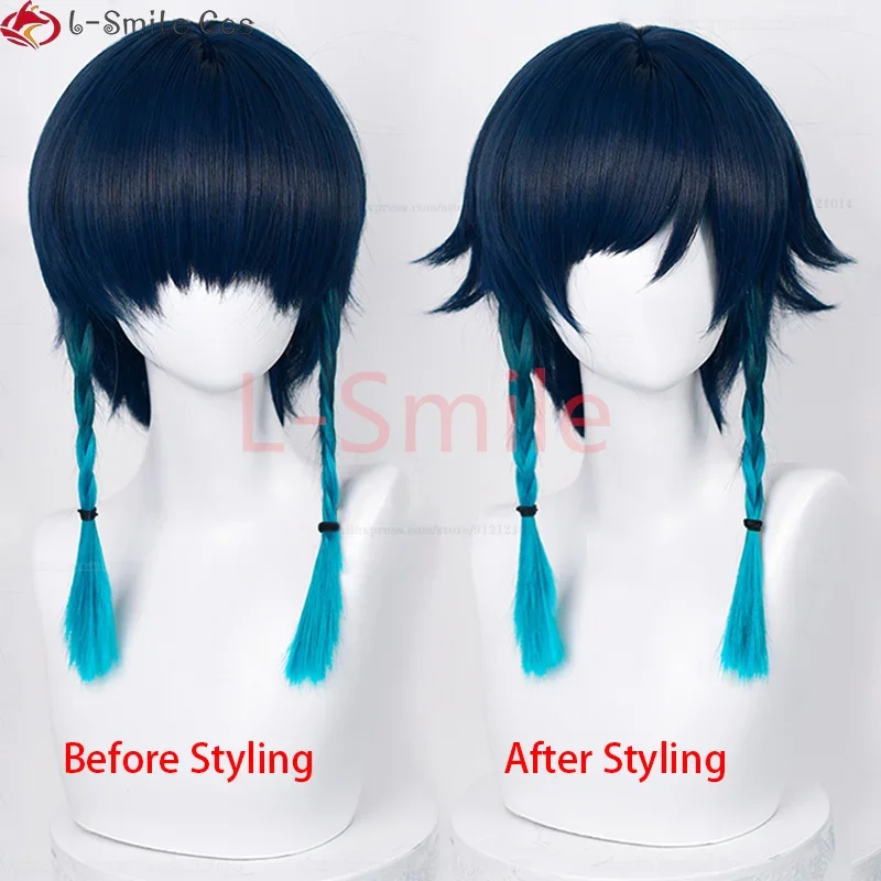 2022 Новый парик для косплея Venti Genshin Impact Barbatos 42 см короткие градиентные