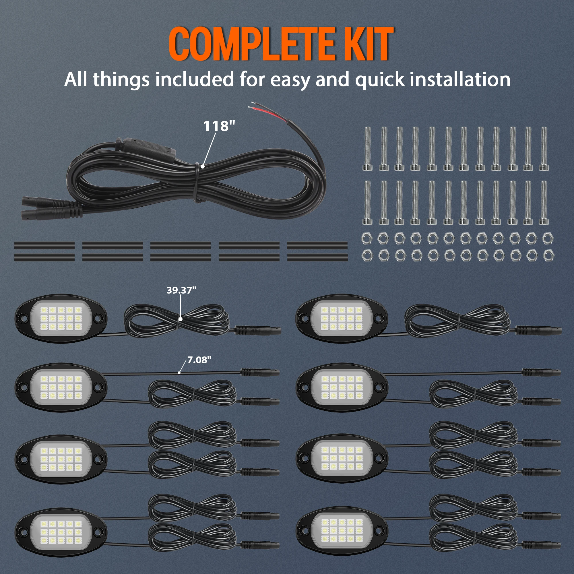 

MICTUNING Новый пластиковый комплект 8-под чистых белых светодиодных каменных фонарей — водонепроницаемая система освещения подсветки IP67 для легковых автомобилей, грузовиков, квадроциклов, UTV