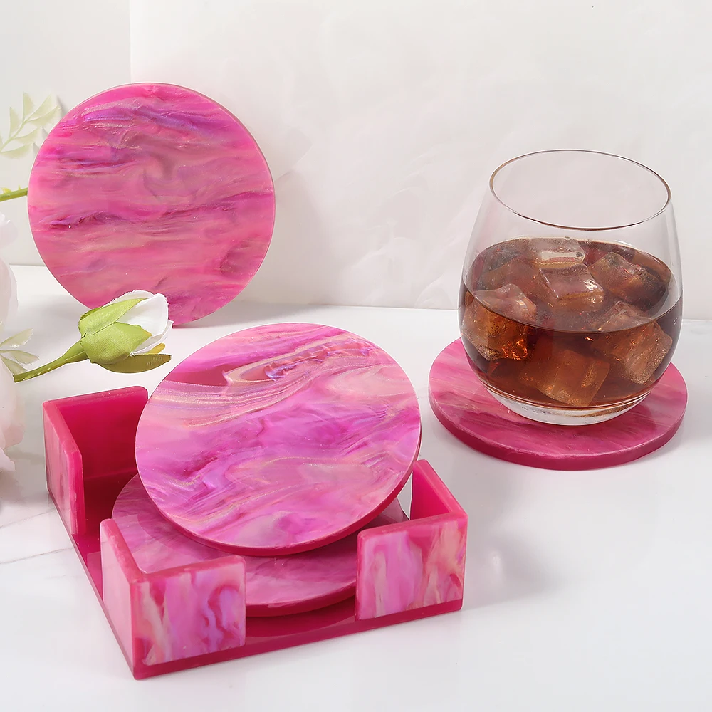 

Luxury Acrylic Coaster Set Heat Insulation Table Mat Cup Pads Tea Cup Milk Mug Coffee Cup Mat Kitchen Wedding Table Decoration