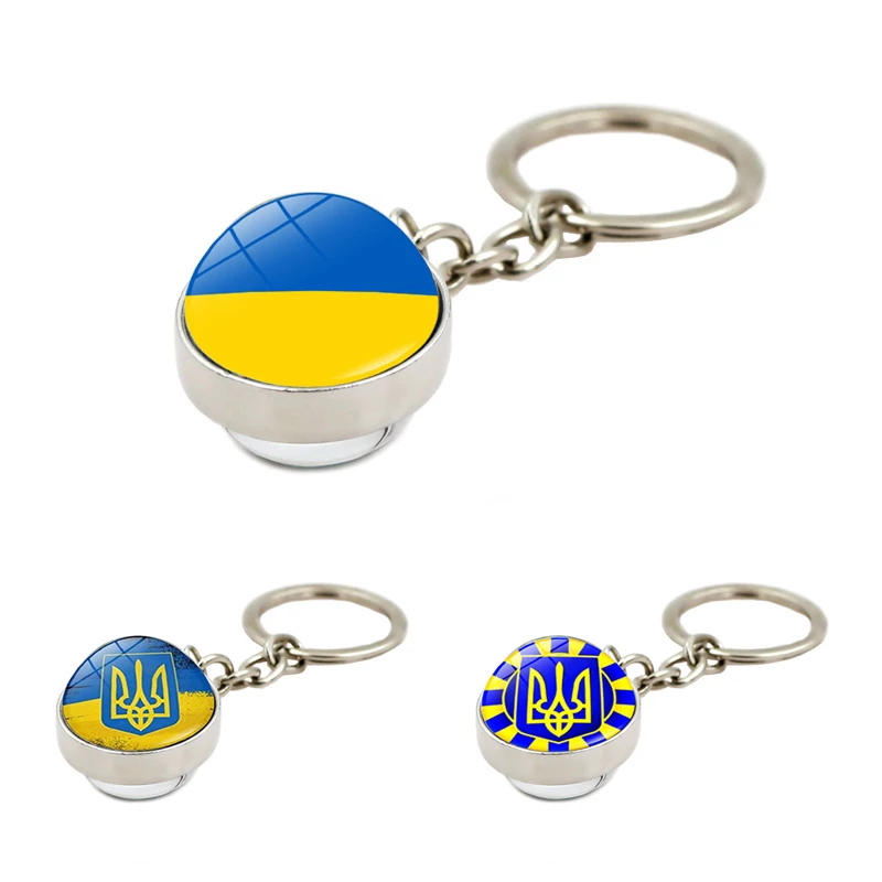 

Ukraine Flag Key Chain Charms Keychains Keyrings Patriot Souvenir Gift Ukrainian Flags Glass Jewelry Accessory