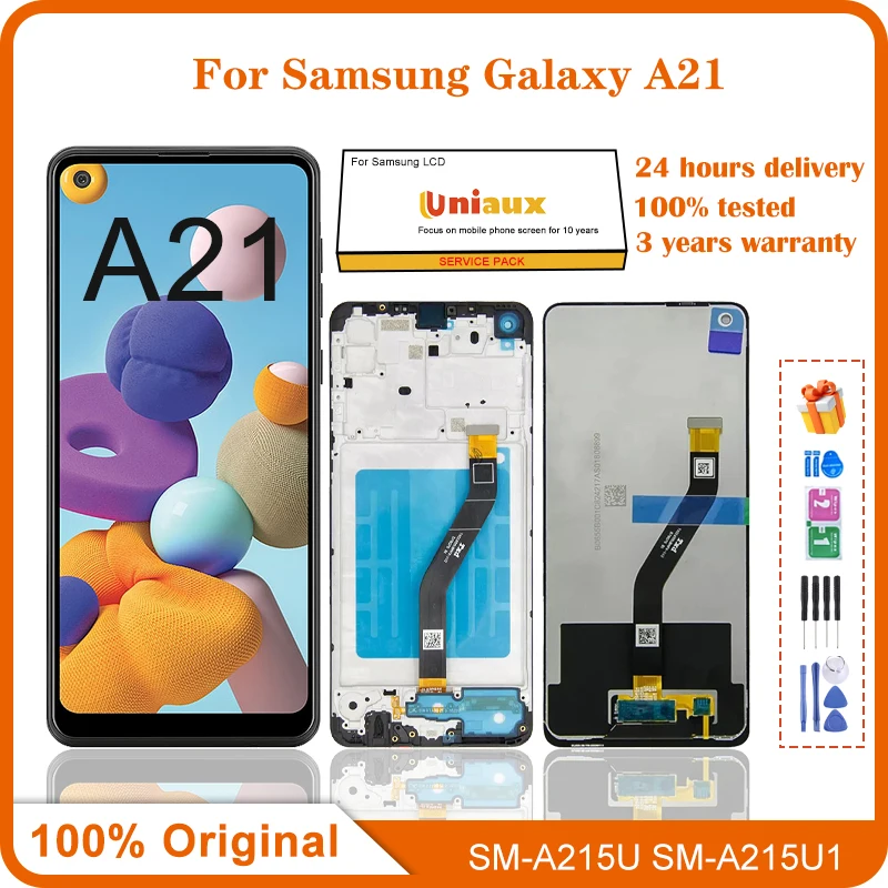 6,5 'оригинальный A21 дисплей для Samsung Galaxy A215 ЖК сенсорный экран дигитайзер стекло в сборе A215F с рамкой