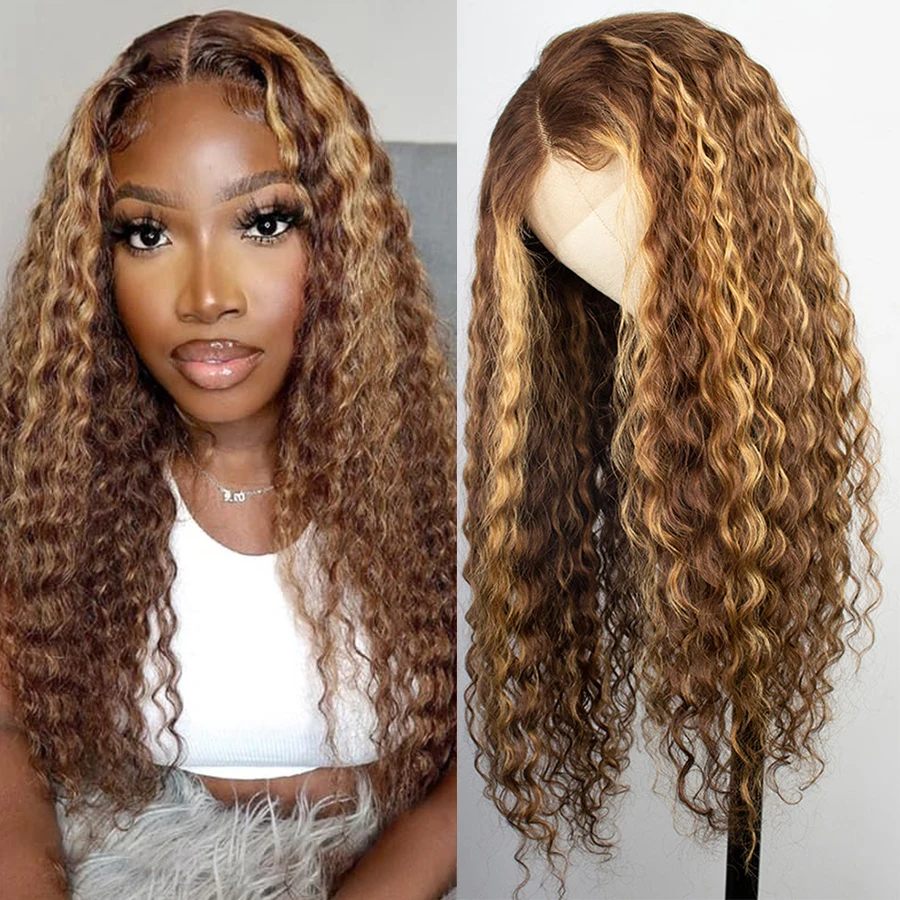 

Кудрявый кудрявый парик на сетке HD, парик на сетке, прозрачный, 4/27 выделяющийся парик, T-образные парики на сетке из человеческих волос для же...