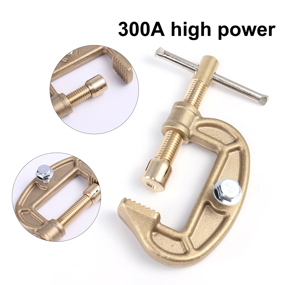 

300A Welding Electrode Holder High Power Brass Earth Clamp G-shaped Ground Earth Clamp Replacement for Argon Arc Welding Machine