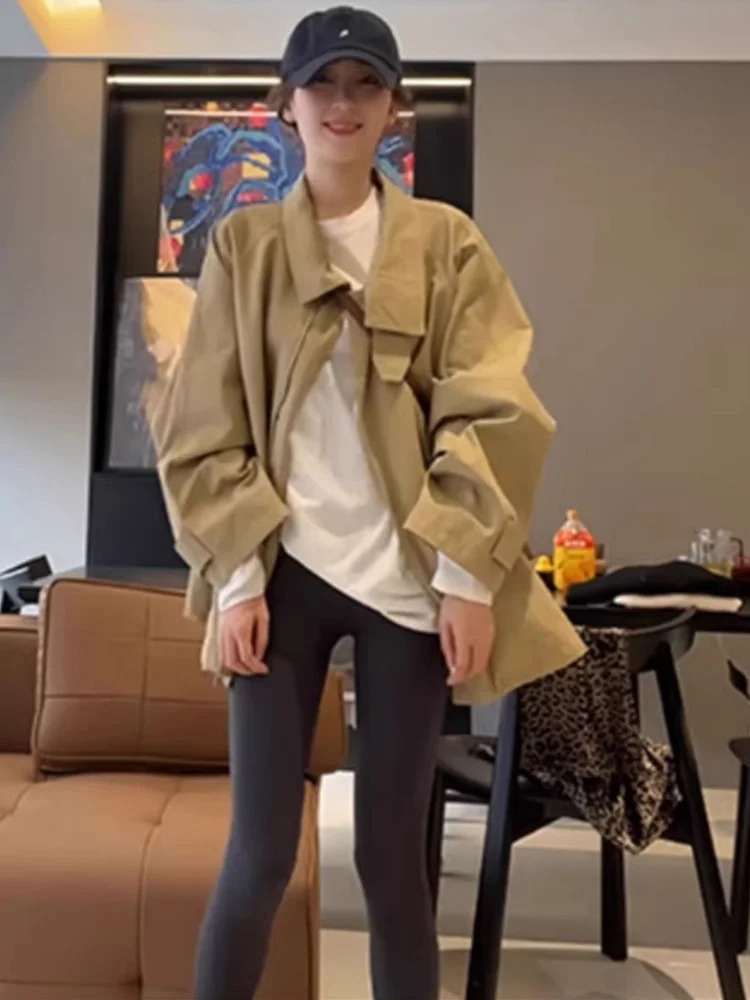 Маленький плащ цвета хаки верхняя одежда элегантный High Sense весна 2024 новинка