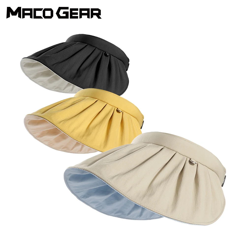 Women Sun Hat Multi-function Sun Protection Foldable Hairpin Dual Use Outdoor Travel Hiking Fashion Big Brim Beach Shell Hat