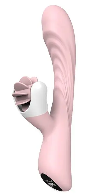 Розовый вибратор с клиторальным стимулятором-вертушкой LICKING SENSATION - купить по