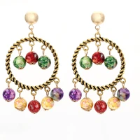 exaggerated colorful round bead pendant earrings 2022 new christmas earrings accessories
