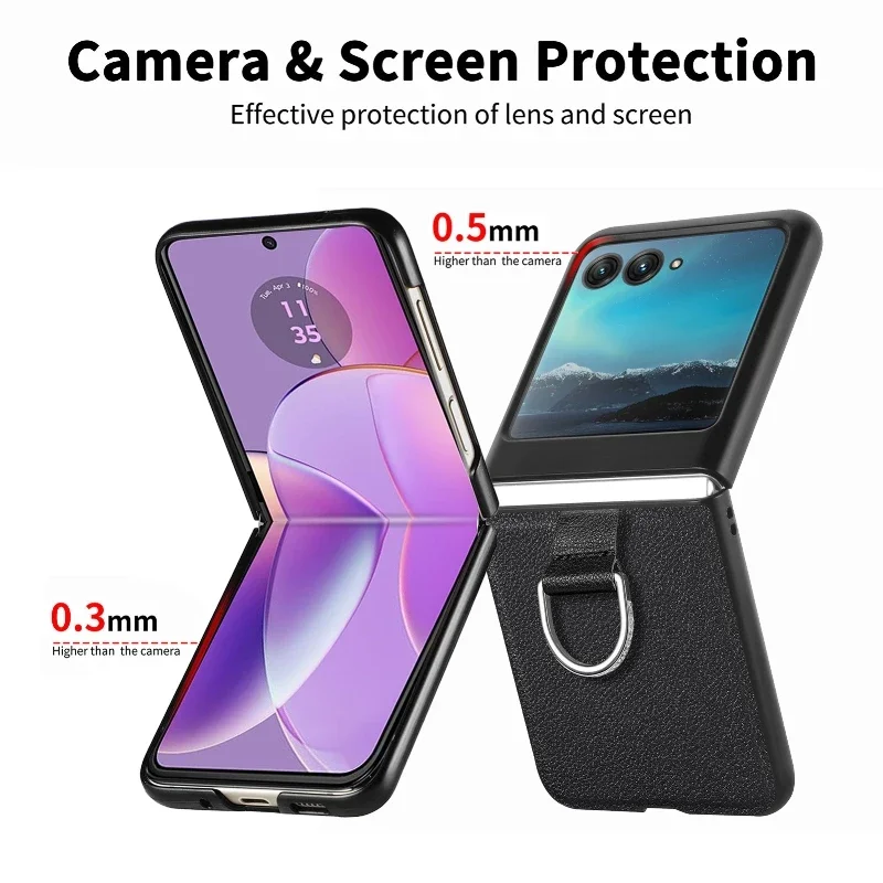 Однотонный чехол с кольцом-держателем для телефона Motorola Razr 50 40 Ultra Moto Razr40 + Plus 2023