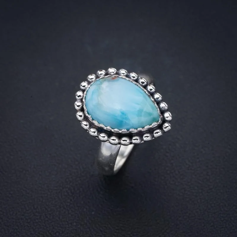 

StarGems Larimar ручной работы 925 пробы Серебряное кольцо 6 F1496