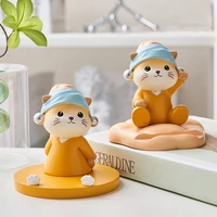 cat sculpture mobile phone stand room home decoration accessories cute bear desk accessories creative mobile phone accessories