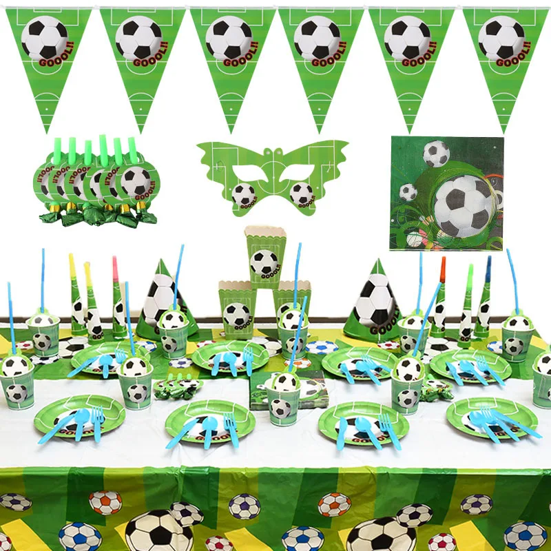 

Football Party Set Soccer Birthday Party Props Cartoon Children's Birthday Knife Fork Spoon Props Disposable Party Tableware