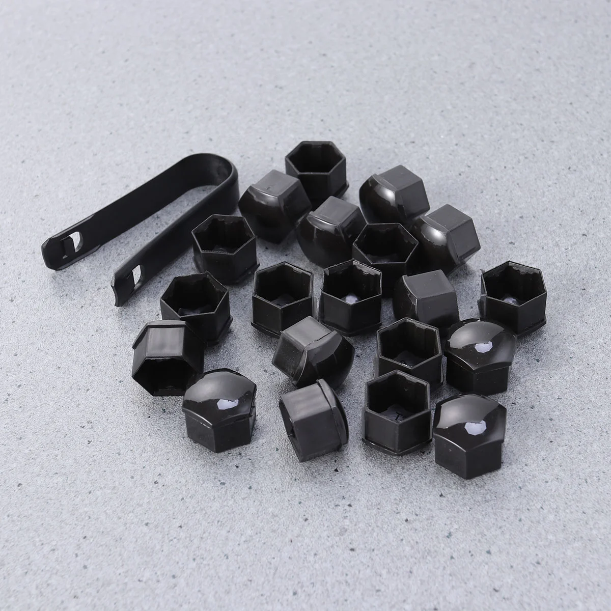 

21 in 1 Hexagonal Wheel Lug Nut Covers Bolts Covers Screw Protect Caps 17mm with Clips (Black)