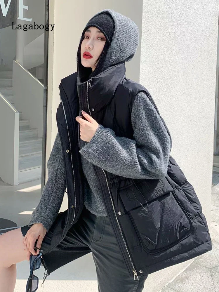 

2022 New Ultra Light White Duck Down Vest Women Winter Zipper Warm Sleeveless Female Short Puffer Waistcoat Coat