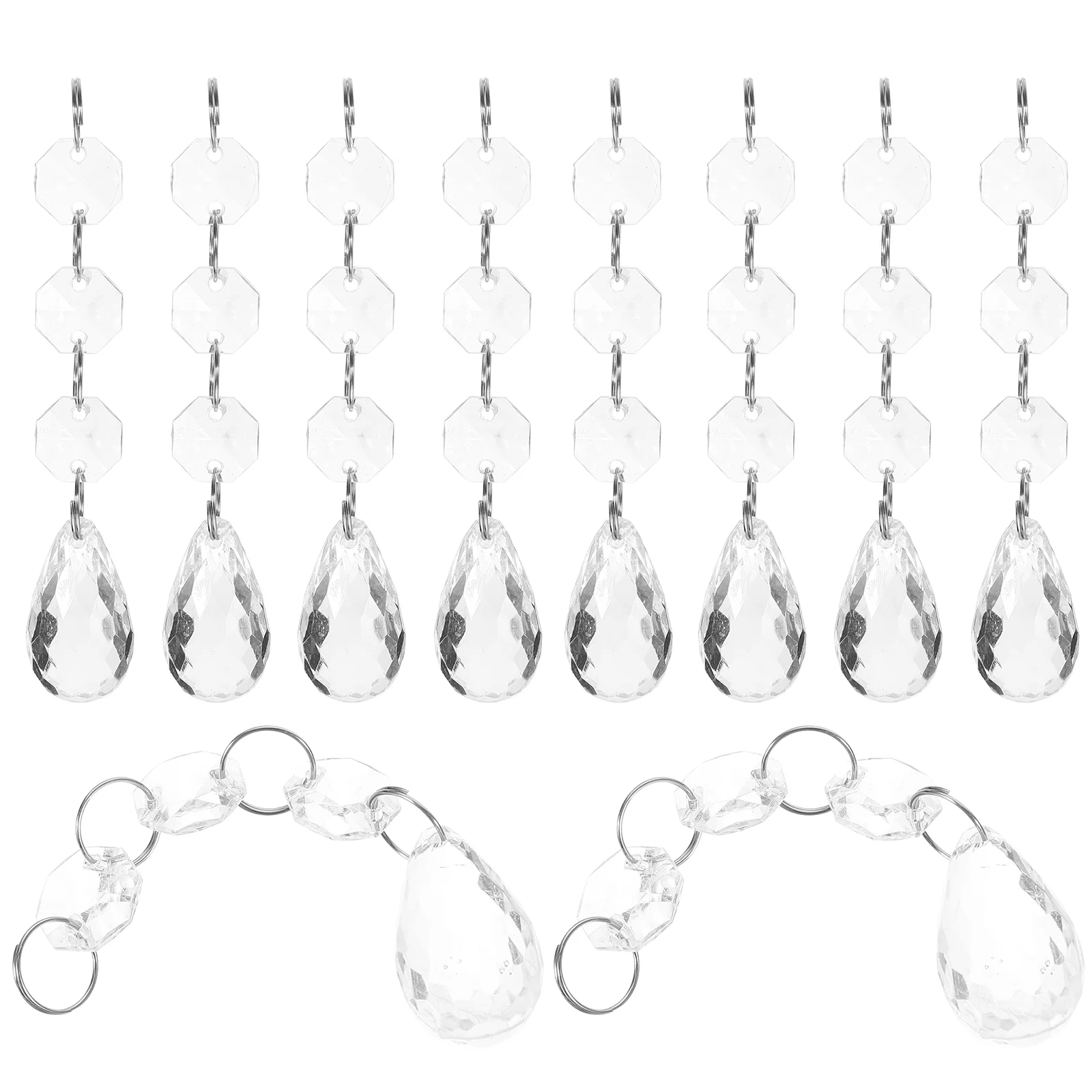 

30 Pcs Acrylic Octagonal Bead Pendant Lockets Chandelier Chain Plastic Creative Lamp Hanging Crystal Decor