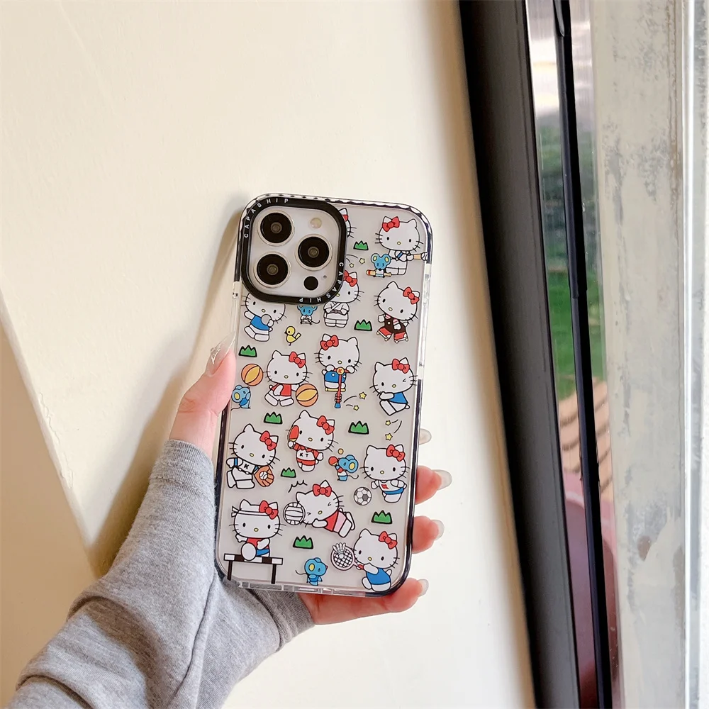 Miniso милый Hello Kitty для iPhone 15 16 promax 14 13 12 11 pro max чехлы телефонов прозрачный мягкий