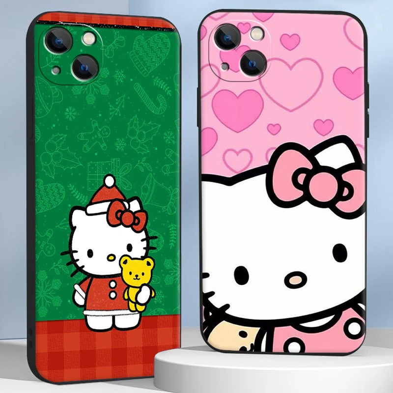 

Christmas Hello Kitty Phone Cases For iPhone 14 11 12 Pro MAX 6S 7 8 Plus XS MAX 12 13 Mini X XR SE 2020 Carcasa Soft TPU Coque